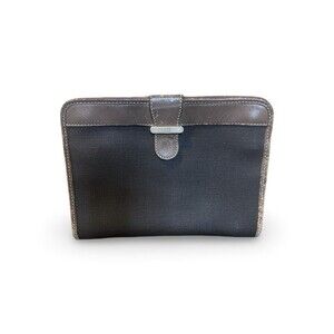 Dunhill London Vintage Toiletry Travel Bag Black Canvas Brown Leather